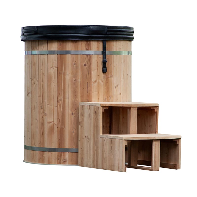 Thermo Pine Wood Izotz bainuontzia 304 altzairu herdoilgaitzezko forruarekin Thermo Pine Wood Izotz bainuontzia 304 altzairu herdoilgaitzezko forruarekin